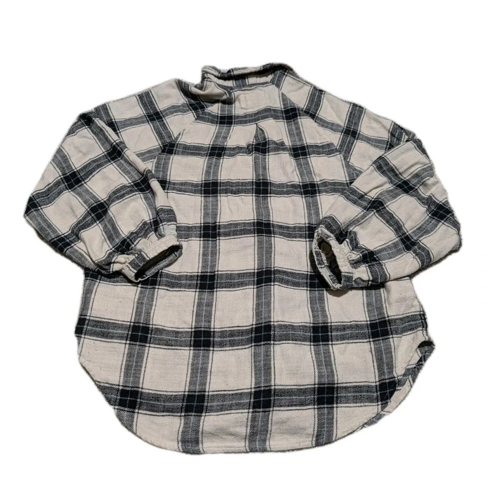 American Eagle Women's Flannel Plaid Button Down Shirt Elastic Wrist Size S - Picture 3 of 6